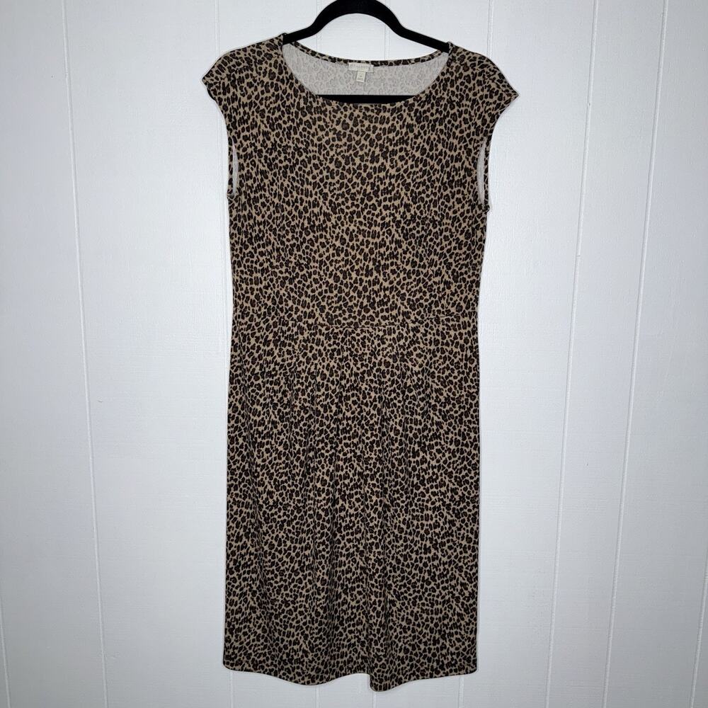 Talbots Women’s Leopard Animal Print Sheath Dress Cap Sleeve Size Medium